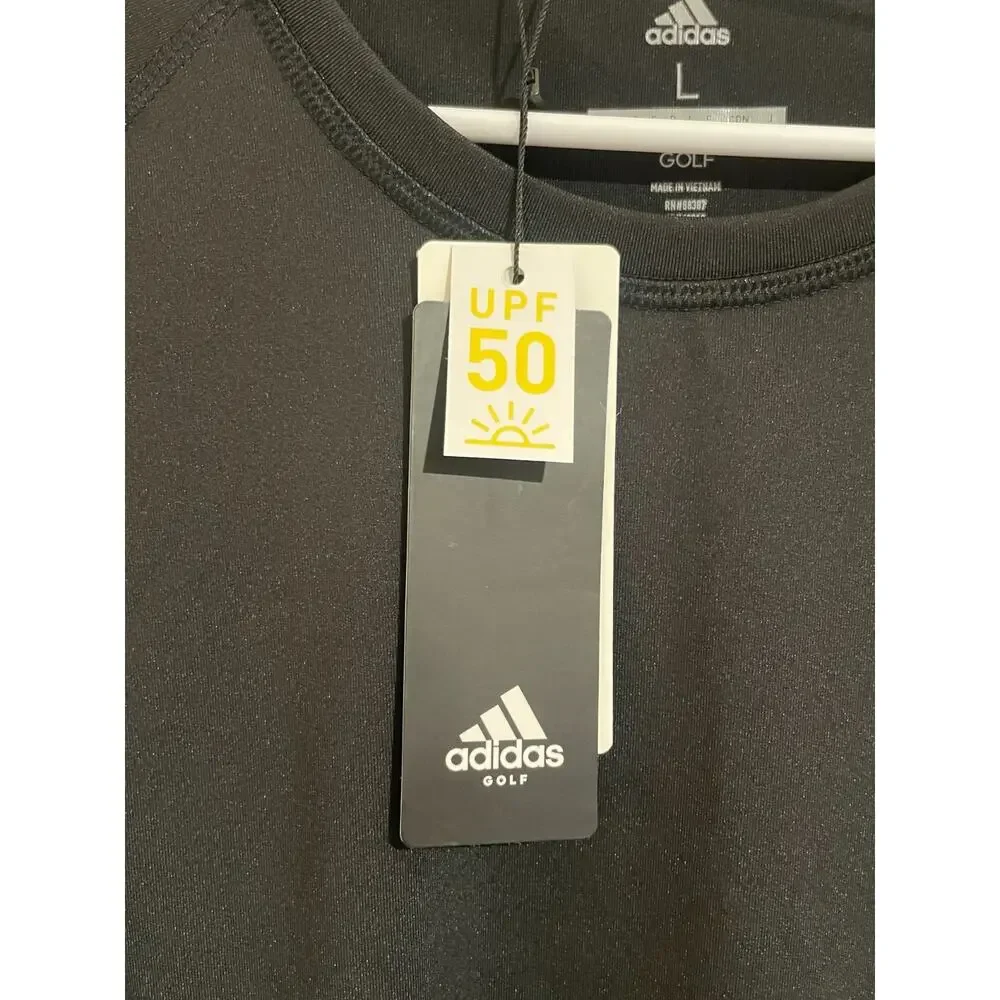Adidas Mens Baselayer‎ Sun Shirt UPF 50 Crew Black Long Sleeve Training Large